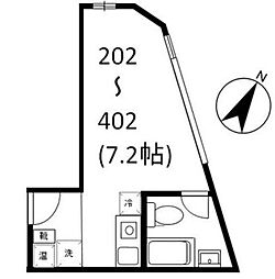 COCOFLAT笹塚 ワンルームの間取図画像