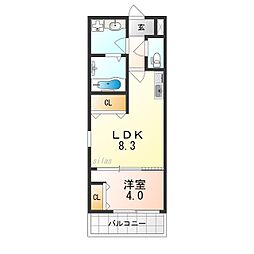 南海高野線 堺東駅 徒歩10分の賃貸アパート 2階1LDKの間取り