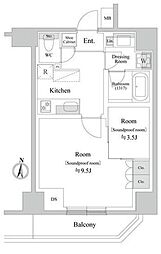 トラック両国 8階1LDKの間取り
