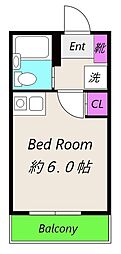 アゼリアボックス27 1Kの間取図画像
