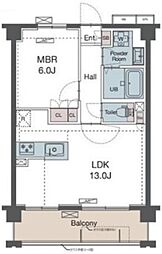 ラグゼナ和光 2階1LDKの間取り