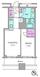 レジディアタワー上池袋 タワー棟 7階1LDKの間取り