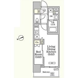 グランエール西日暮里 10階1LDKの間取り