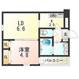 フジパレス甲子園口3番館 1LDKの間取図画像