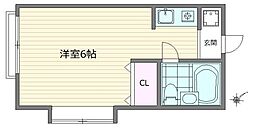 スカイメゾン 2階ワンルームの間取り