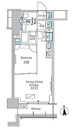 パークアクシス新宿百人町 1階1LDKの間取り