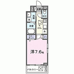 プレッソパーク 1Kの間取図画像