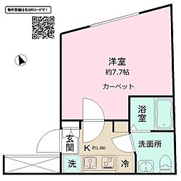 ラシクラス・カリビアンIV 地下1階1Kの間取り