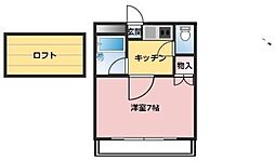 フリーダムベッセルII 3階1Kの間取り