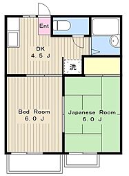 グレースコートA 2DKの間取図画像