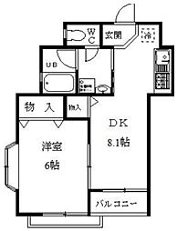 アンジェラ 3階1DKの間取り