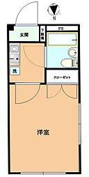 ジュネス用賀 2階ワンルームの間取り