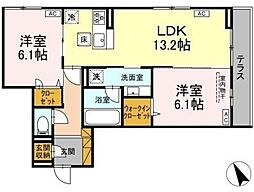 仮称D-room海神町南HY 1階2LDKの間取り