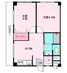パインプラザ 2DKの間取図画像
