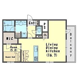 神戸高速東西線 花隈駅 徒歩9分の賃貸アパート 3階1LDKの間取り