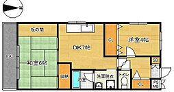 オリジン富士見 2DKの間取図画像