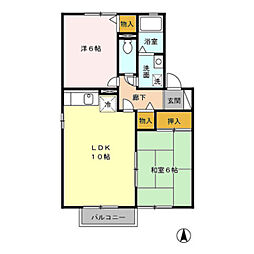 タウンホーム　楓 2階2LDKの間取り