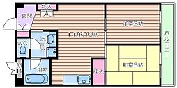 おおきに大阪天満サニーアパートメント 2LDKの間取図画像