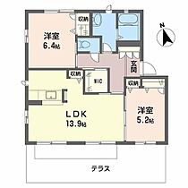 ベルタＡ・Ｂ・Ｃ B102 ｜ 京都府木津川市梅美台３丁目27-17（賃貸アパート2LDK・1階・62.50㎡） その2