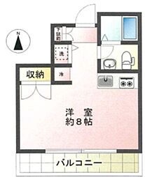 クラーボ 2階ワンルームの間取り
