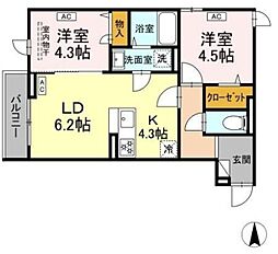 グラナーデ扇I D 2LDKの間取図画像