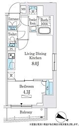 プライムブリス板橋本町 4階1LDKの間取り