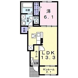 ＭｉｎｉｃｏII 1階1LDKの間取り