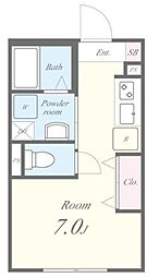 コルビジェIV 1階ワンルームの間取り