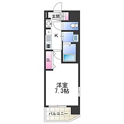 Luxe我孫子2 1Kの間取図画像