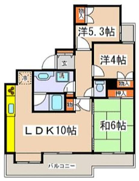 ファミールヴィラ多摩 402｜神奈川県川崎市多摩区登戸(賃貸マンション3LDK・4階・60.00㎡)の写真 その2
