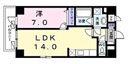 ユヌブリーズ目黒 4階1LDKの間取り