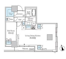 ベルファース芝浦タワー 26階1LDKの間取り