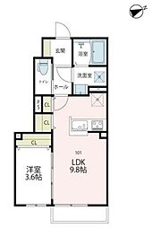 ネクスト中里 1LDKの間取図画像