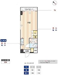 ニューガイアリルーム葛西駅南No.20 4階1Kの間取り