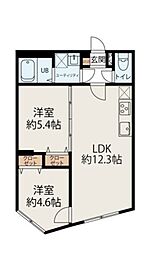 スカイヒルズ中野弥生町 3階2LDKの間取り