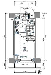JR南武線 立川駅 徒歩5分の賃貸マンション 6階1Kの間取り