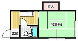 渡辺コーポ 1階1Kの間取り