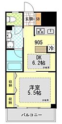 アール・ケープラザ横浜3 1DKの間取図画像