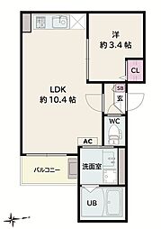 Jack todanishiI 1LDKの間取図画像