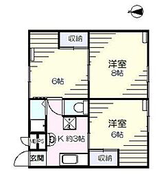 グリーンコーポB 3Kの間取図画像