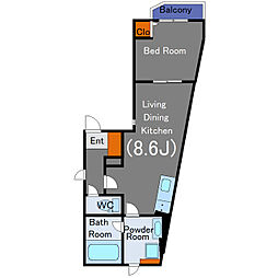 フローラ戸越公園 1階1LDKの間取り