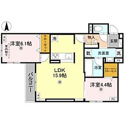 Clashist加美東 2LDKの間取図画像