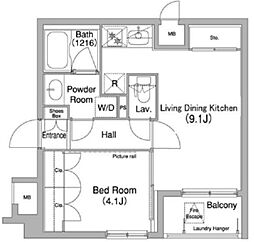 コンフォリア目黒長者丸 1LDKの間取図画像