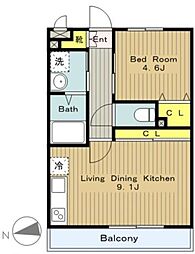 メゾンクレール 1LDKの間取図画像