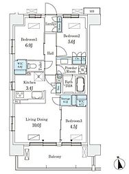 スカイグランデ津田沼 2階3LDKの間取り
