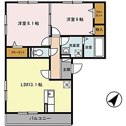 アーバンヒルズ 2LDKの間取図画像