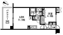 グランパティオス公園西の街5番館 7階1LDKの間取り