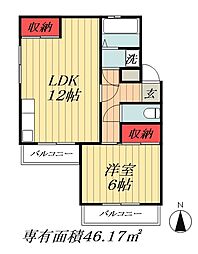JR総武線 市川駅 徒歩6分の賃貸マンション 3階1LDKの間取り