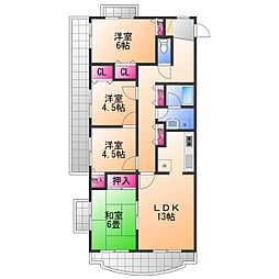 グリーンパーク樽井 4LDKの間取図画像