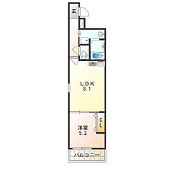 フジパレス西加賀屋5番館 1LDKの間取図画像